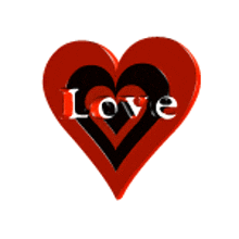 a red heart with the word love written inside