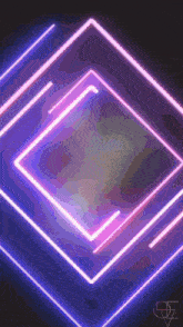 a purple and pink neon square on a black background .
