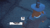 a cartoon rabbit says quiet bonehead in a video game
