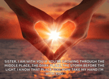 a person making a heart shape with their hands with a quote below it