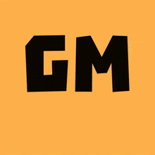 a cartoon bull holding an ice cream cone with the letter gm behind him