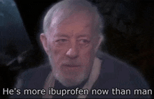 an elderly man with a beard is talking about ibuprofen now than man .