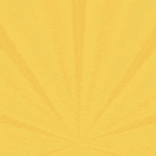 a woman with red hair is smiling and holding out her hand in front of a yellow background