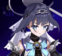 a close up of a cartoon character with a bow on her head