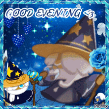 a picture of a wizard with the words good evening