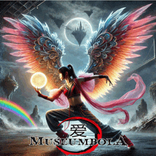 a painting of a woman with wings and the words museum bola on the bottom