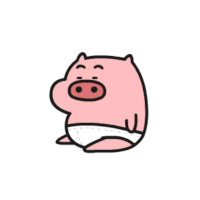 a cartoon pig wearing a diaper is sitting on the ground .