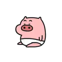 a cartoon pig wearing a diaper is sitting on the ground .
