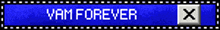 a blue sign that says yam forever with a white x