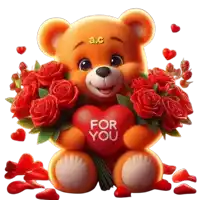 a teddy bear is holding a red heart that says for you