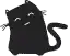 a black and white silhouette of a cat with a long tail and wings .