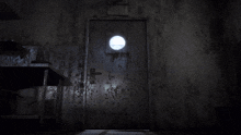 a monster in a dark room with a sign that says exit on it