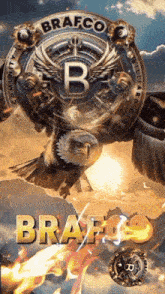 a poster for brafco billiards with an eagle