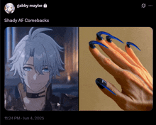 a screenshot of shady af comebacks with a picture of a hand
