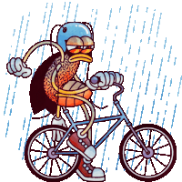 Angry Cockroach Riding Bike In Rain Sticker - Oscaris Coming Bike Google Stickers