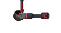 a pixel art illustration of a grinder with a red and black handle