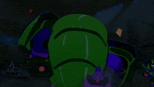 a group of transformers are fighting each other and one of them has a red r on his chest
