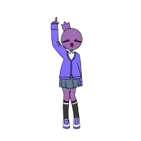 a cartoon of a girl with a crown on her head raising her finger