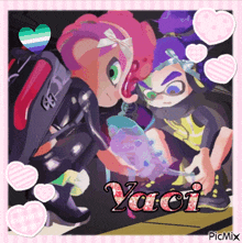 a picture of two cartoon characters with the name yaoi in the corner