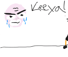 a drawing of a man with the word keeyal written on the bottom