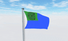 a blue and green flag with a star in the middle