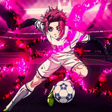 a soccer player wearing a white shirt with the number 36 on it is kicking a soccer ball