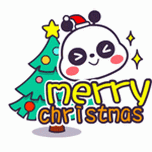 Panda Merry Christmas Sticker - Panda Merry Christmas Cute ...
