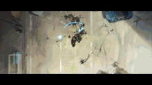 a spider is crawling on a wall in a video game .