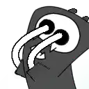 a black and white drawing of a cartoon character with a skull on its head .