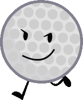 a cartoon drawing of a golf ball with a face on it