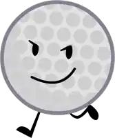 a cartoon drawing of a golf ball with a face on it