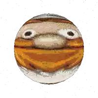 a pixel art of a planet with a smiley face