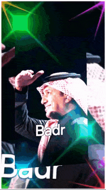 a picture of a man with the name badr