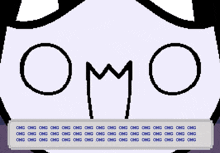 a pixel art drawing of a face with the word omg written below it