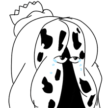 a black and white drawing of a dalmatian dog with a crown on its head .