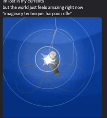 a drawing of a person in a circle with the caption im lost in my currents