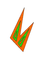 an orange triangle with a green triangle in the middle