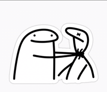 a sticker of two stick figures hugging each other .