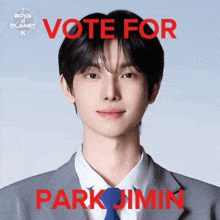 a poster that says vote for park jimin in red letters