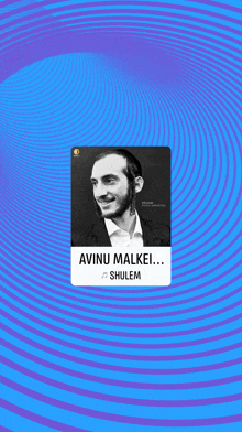 a black and white photo of a jewish man with a beard on a blue background .