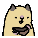 a cartoon drawing of a cat with a mustache licking its lips .