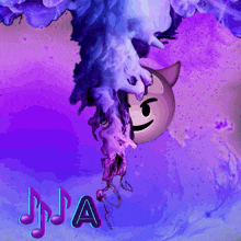 a purple background with a smiley face and the letter a on it