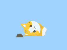 a cartoon of a cat laying on its back with a blue background