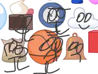a drawing of a basketball and a bell with the letter j written on it