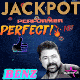 a poster that says jackpot performer perfect and benz