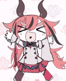 a cartoon drawing of a girl with horns
