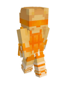 a minecraft skin of a person wearing a yellow and orange outfit