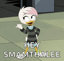 a cartoon of a duck says hey smamthalae