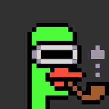 a pixel art of a duck wearing a white hat and a red mask