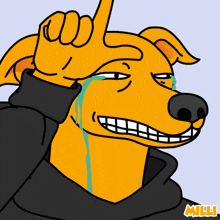 a cartoon drawing of a dog with the word milli on the bottom left